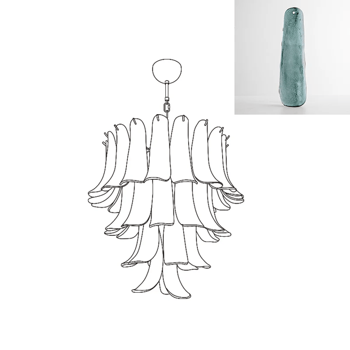 Celiian lampadario petali in vetro di Murano vintage
