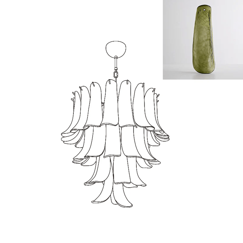 Celiian lampadario petali in vetro di Murano vintage