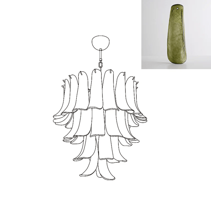 Celiian lampadario petali in vetro di Murano vintage
