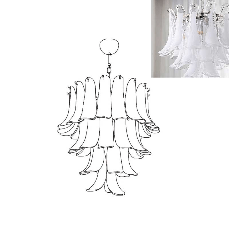 Celiian lampadario petali in vetro di Murano vintage