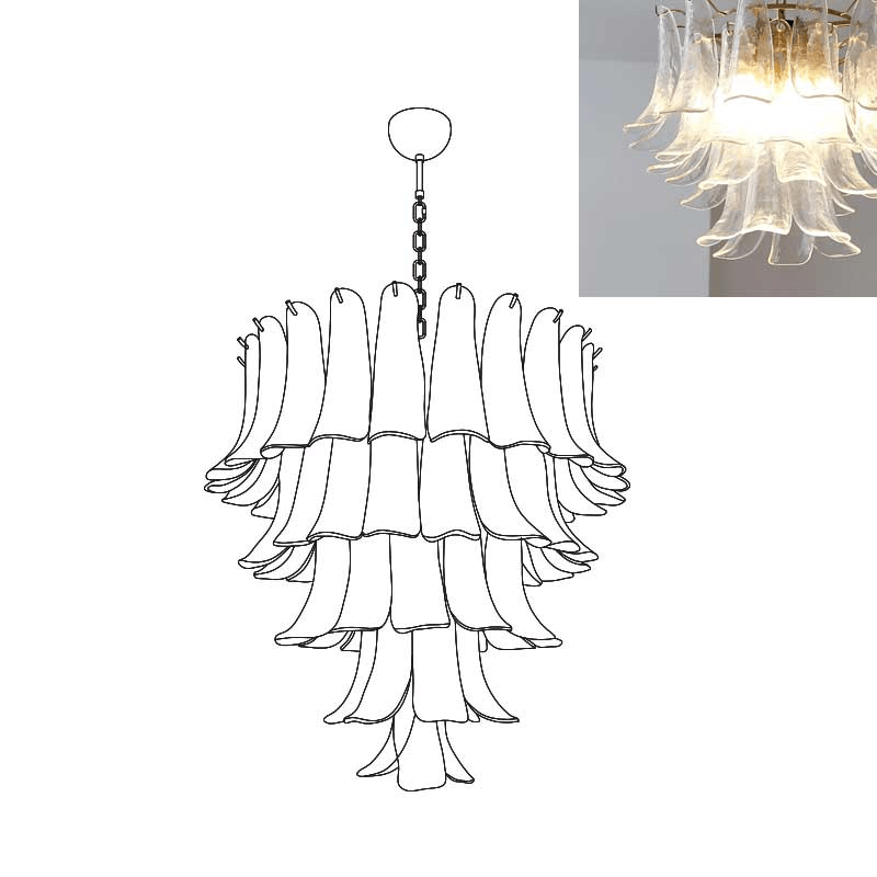 Celiian lampadario petali in vetro di Murano vintage