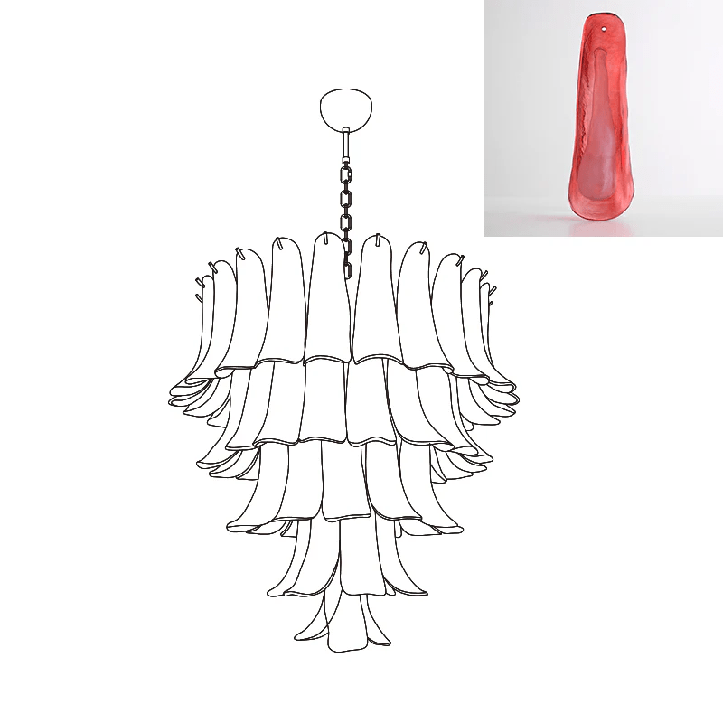 Celiian lampadario petali in vetro di Murano vintage