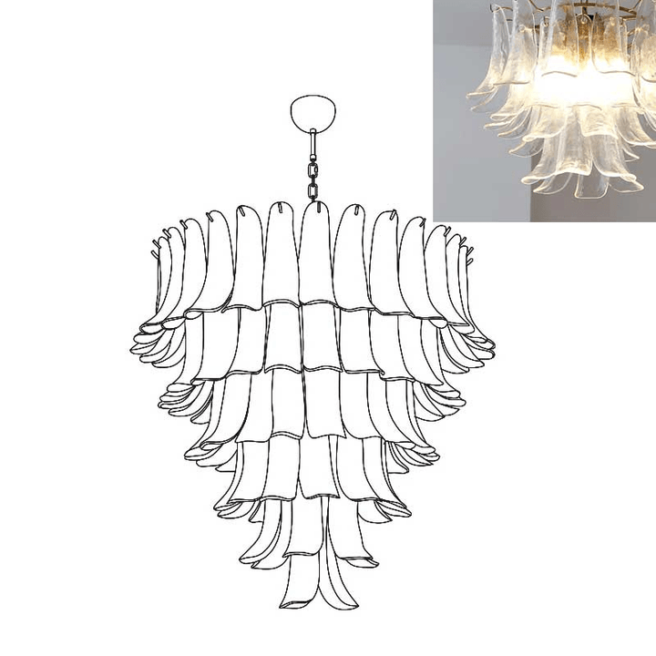 Celiian lampadario petali in vetro di Murano vintage