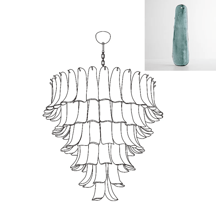 Celiian lampadario petali in vetro di Murano vintage