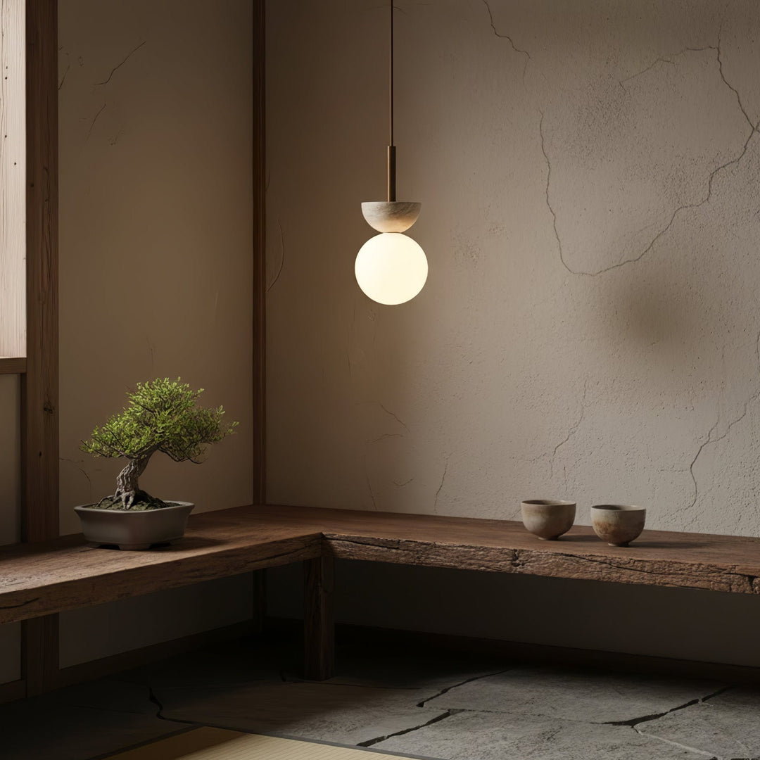 Calixen travertino Half Duo lampada a sospensione