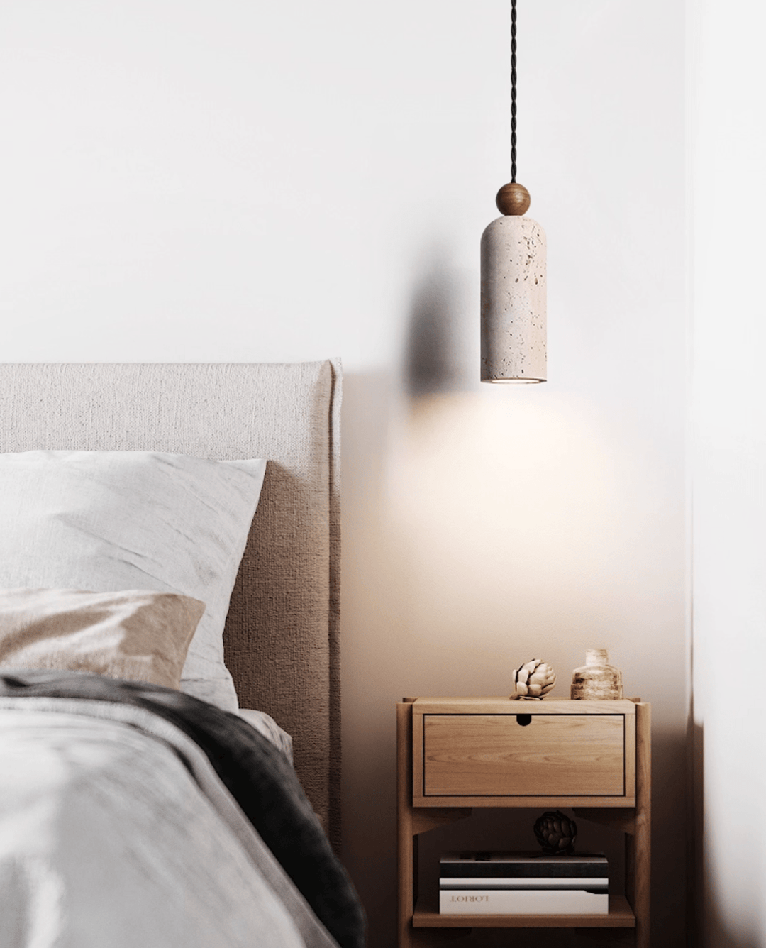 Cilindro legno Bead lampada a sospensione