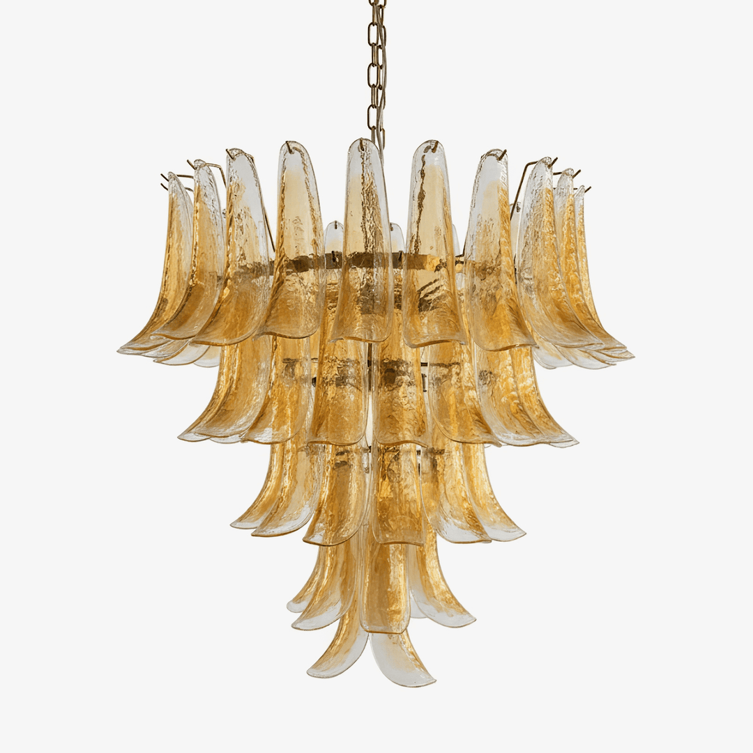 Maelric lampadario petali in vetro ambra