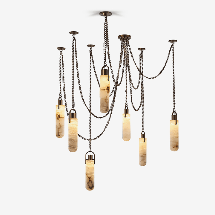 Lampadario in alabastro a grappolo cilindrico