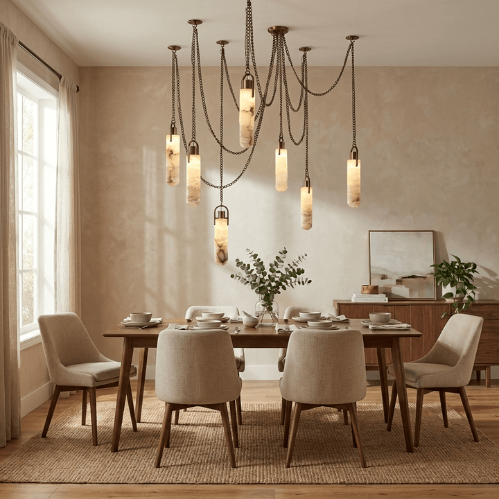 Lampadario in alabastro a grappolo cilindrico