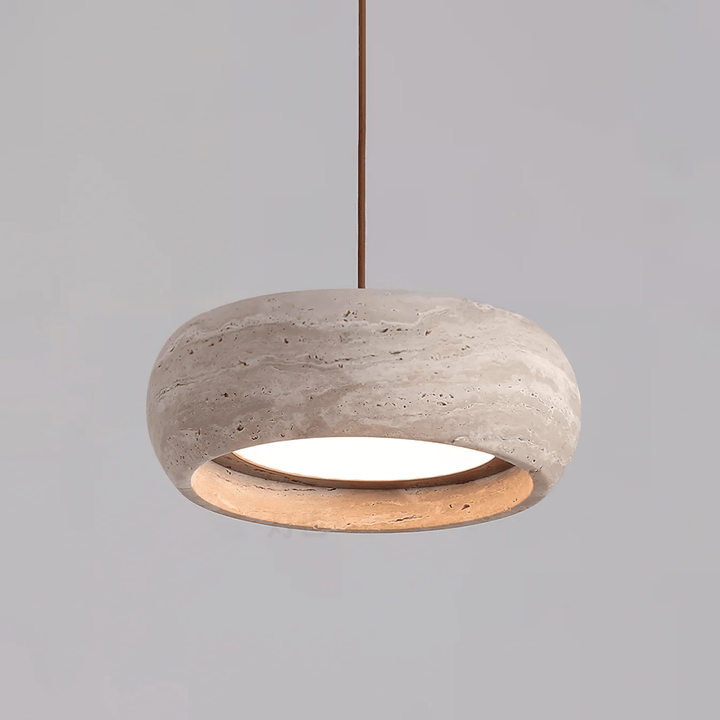 Donut lampada a sospensione in travertino