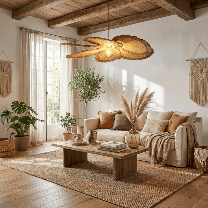 Sfrangia lampada a sospensione Raffia