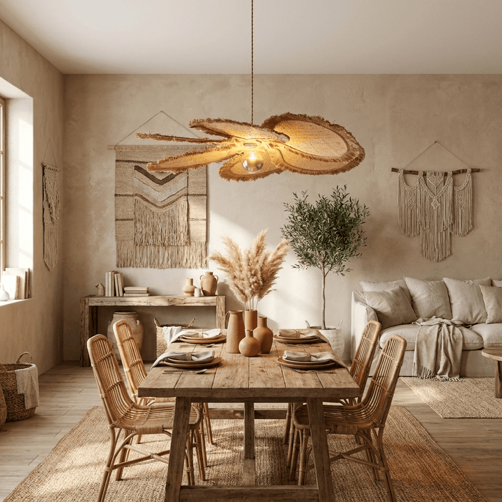 Sfrangia lampada a sospensione Raffia