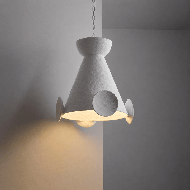 Sculptural lampada a sospensione in cono di gesso