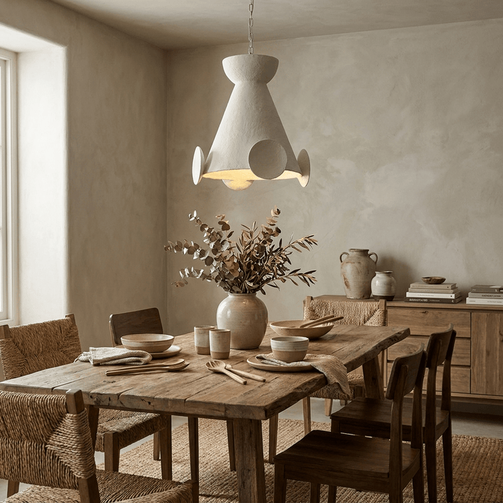 Sculptural lampada a sospensione in cono di gesso