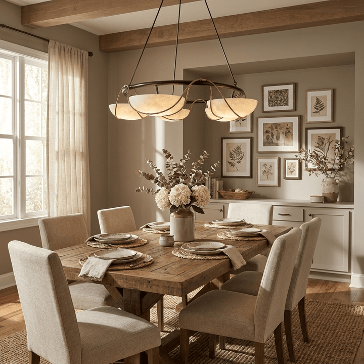 Lampadario in alabastro a forma di anello