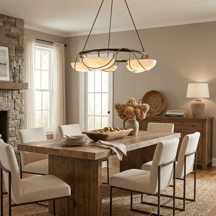 Lampadario in alabastro a forma di anello