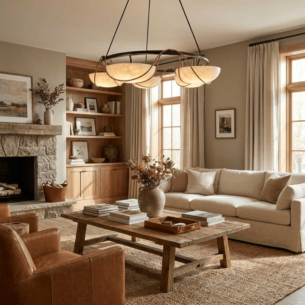 Lampadario in alabastro a forma di anello
