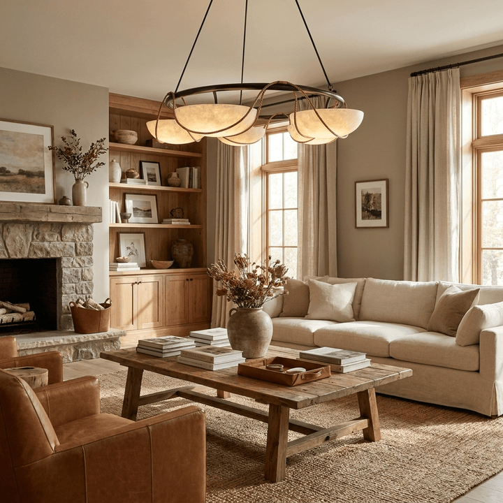 Lampadario in alabastro a forma di anello