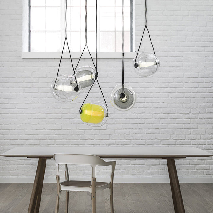 Valentina Moderni LED Bolla Vetro Lampade a Sospensione Blu/Giallo/Rosa/Grigio Fumo/Bianco/Chiaro Soggiorno/Camera da Letto