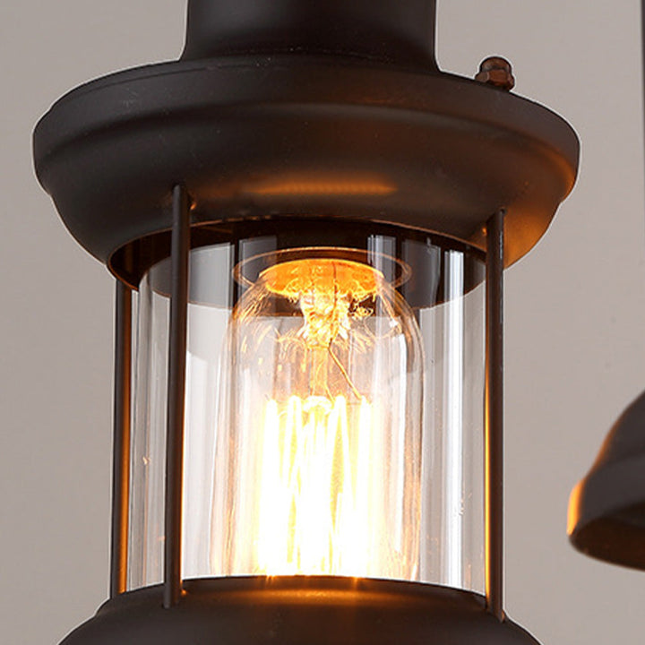 Epoch Retro Industriale LED Lampade a Sospensione Marrone Metallo Legno Soggiorno