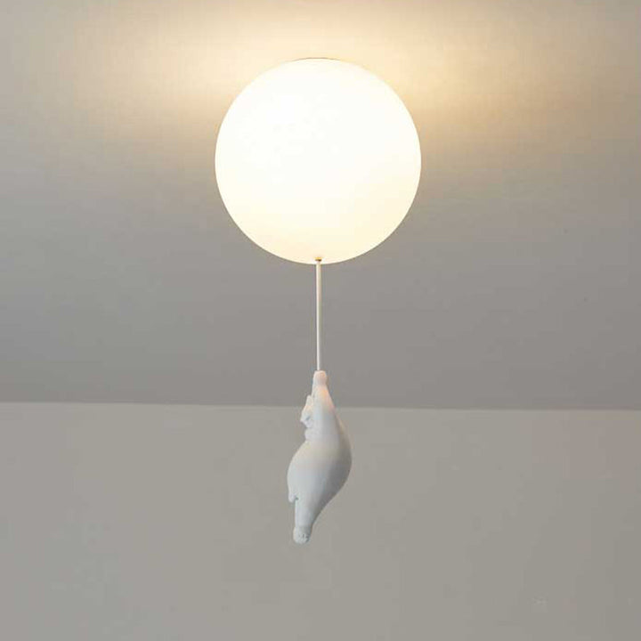 Aria Moderno Bellissimo LED Plafoniera Bianco Orso Pallone Resina