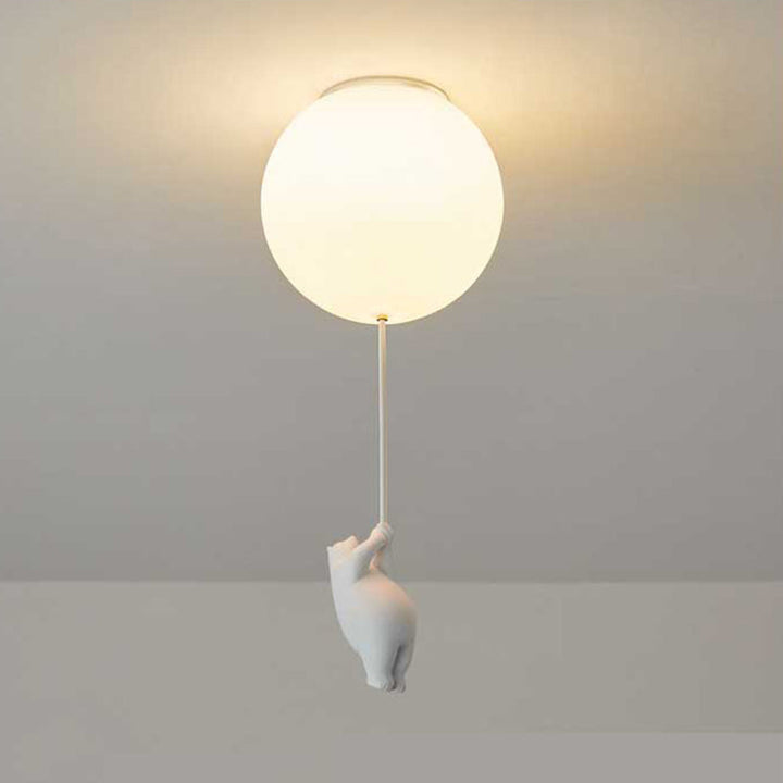 Aria Moderno Bellissimo LED Plafoniera Bianco Orso Pallone Resina