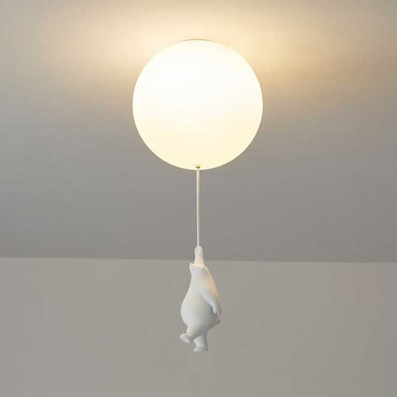 Aria Moderno Bellissimo LED Plafoniera Bianco Orso Pallone Resina