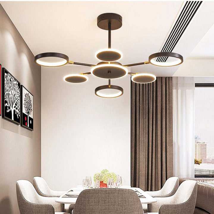 Arisha Modern LED Lampadari Geometrica Nero Metallo Acrilico Sala Studio/Soggiorno/Camera da Letto
