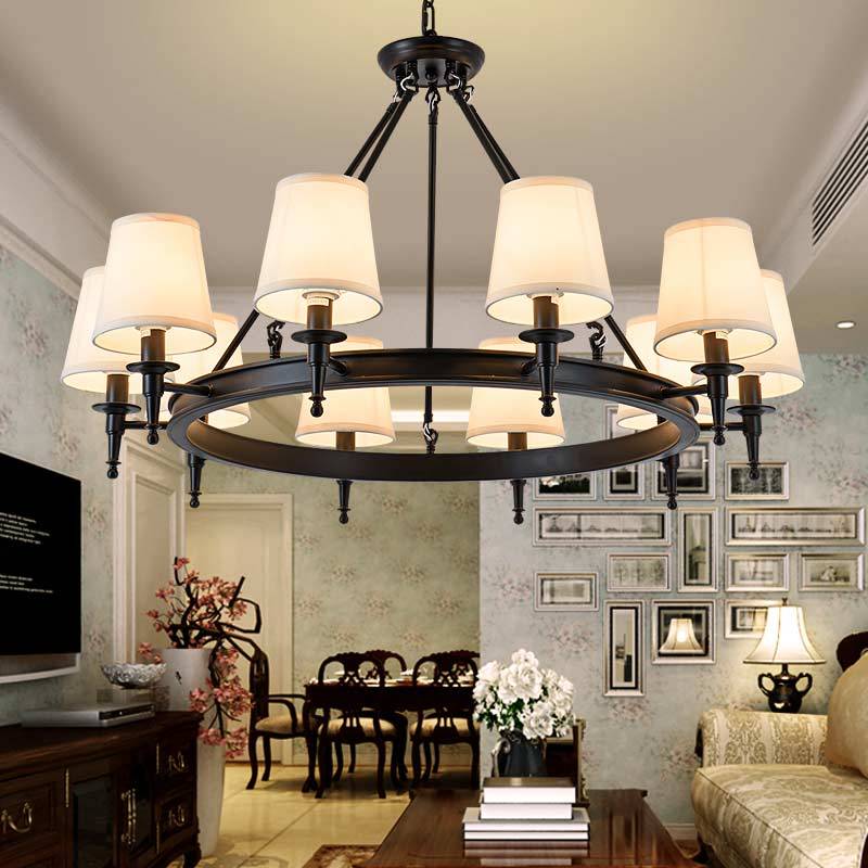 Silva Vintage Industriale LED Lampade a Sospensione Metallo Tessuto Nero/Marrone Sala da Pranzo