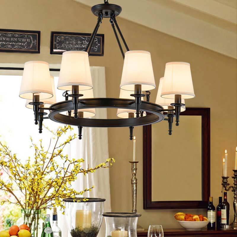 Silva Vintage Industriale LED Lampade a Sospensione Metallo Tessuto Nero/Marrone Sala da Pranzo