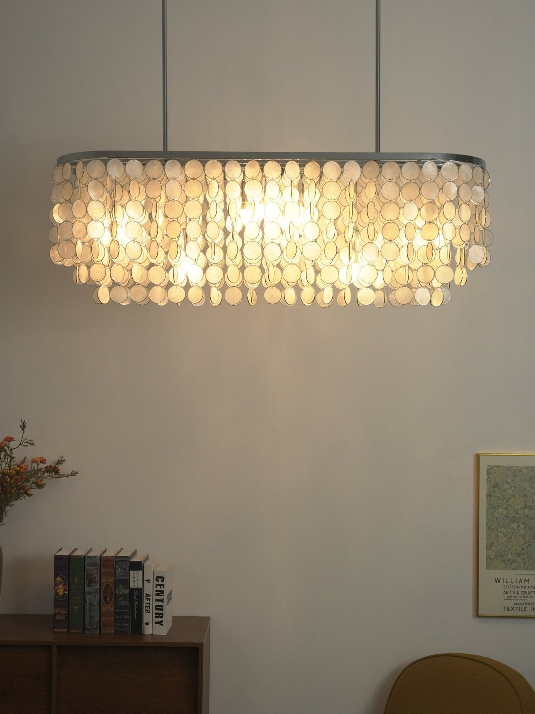 Eiric lampadario lineare in Guscio Naturale