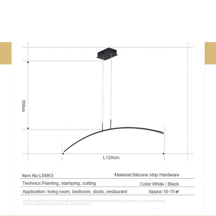 Arisha Moderna LED Curvo Lineare Lampada a Sospensione Nero/Bianco Sala da Pranzo/Soggiorno/Camera da Letto