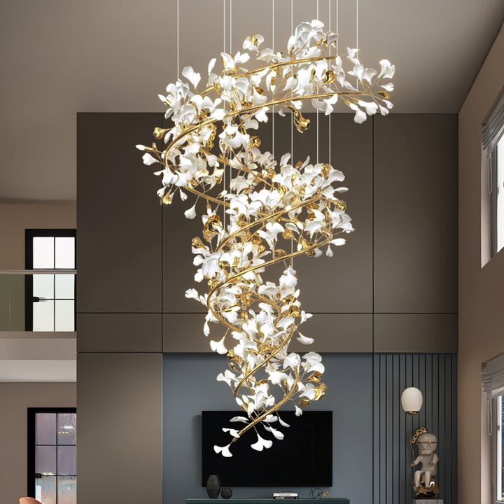 Olivia Design Bellissimo LED Lampade a Sospensione Spirale Ginkgo Biloba Metallo Ceramico  Soggiorno/Camera da Letto