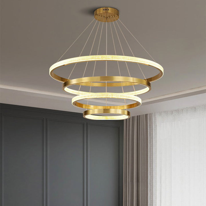 Kristy Moderna LED Lampada a Sospensione Anello Metallo Acrilico Oro/Nero