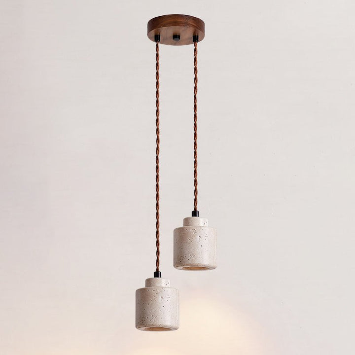 Elemental lampada a sospensione in travertino giallo mini
