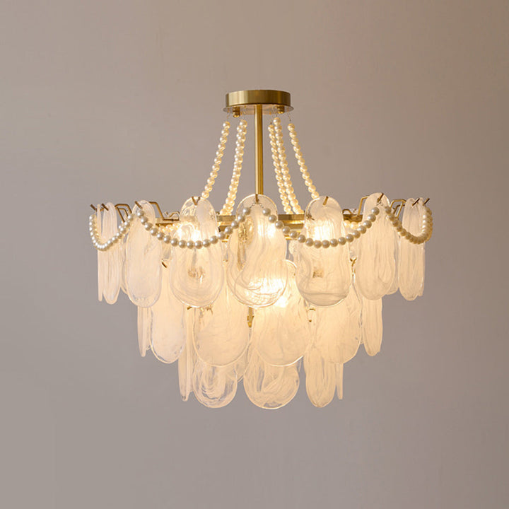 Kristy Bellissimo LED Lampadari Vetro Metallo Bianco Oro Elegante Soggiorno/Camera da Letto