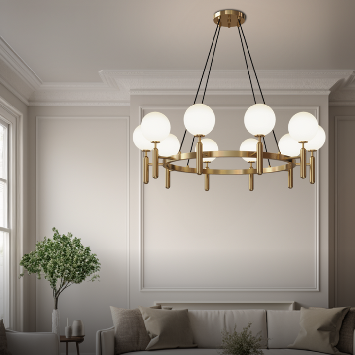 Kristy LED Design Rotondo Metallo Lampade a Sospensione Oro Soggiorno