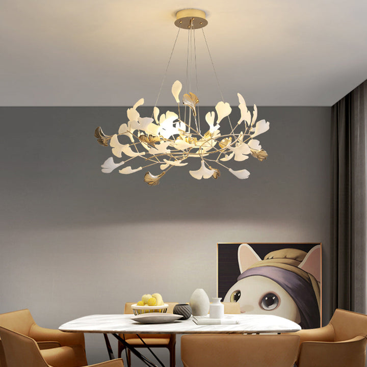 Olivia Moderne LED Lampade a Sospensione Ginkgo Biloba Metallo Oro Petalo Soggiorno/Camera da Letto