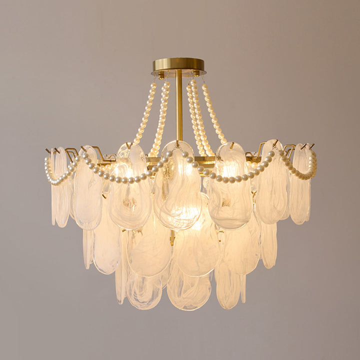 Kristy Bellissimo LED Lampadari Vetro Metallo Bianco Oro Elegante Soggiorno/Camera da Letto