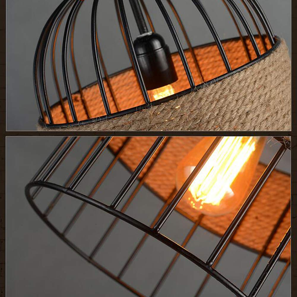 Epoch Design Metallo/Corda LED Sospensione Nero Soggiorno/Bar/Ristorante