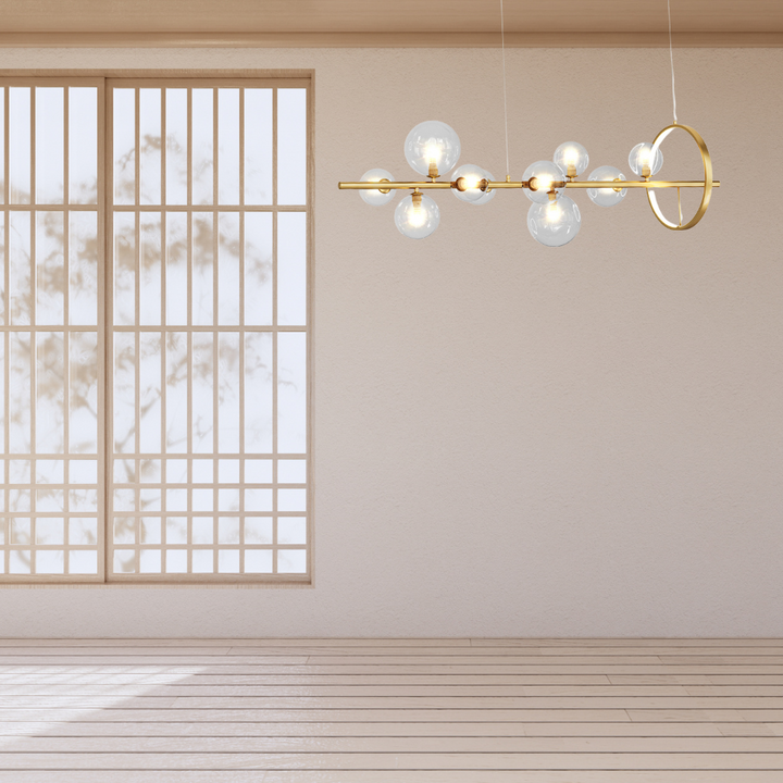 Valentina Moderno Metallo/Vetro Lux Lampadario Oro/Nero Soggiorno/Sala da Pranzo