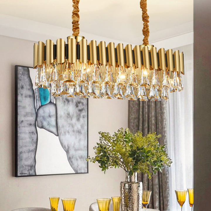 Kristy Moderno LED Lampadari Rettangolare Lusso Metallo Cristallo Oro Piccolo Soggiorno/Camera da Letto