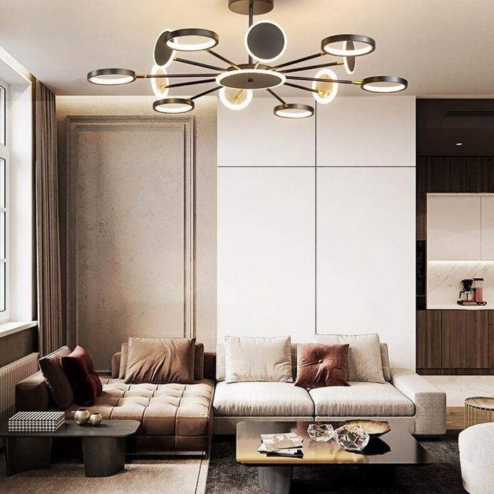Arisha Modern LED Lampadari Geometrica Nero Metallo Acrilico Sala Studio/Soggiorno/Camera da Letto