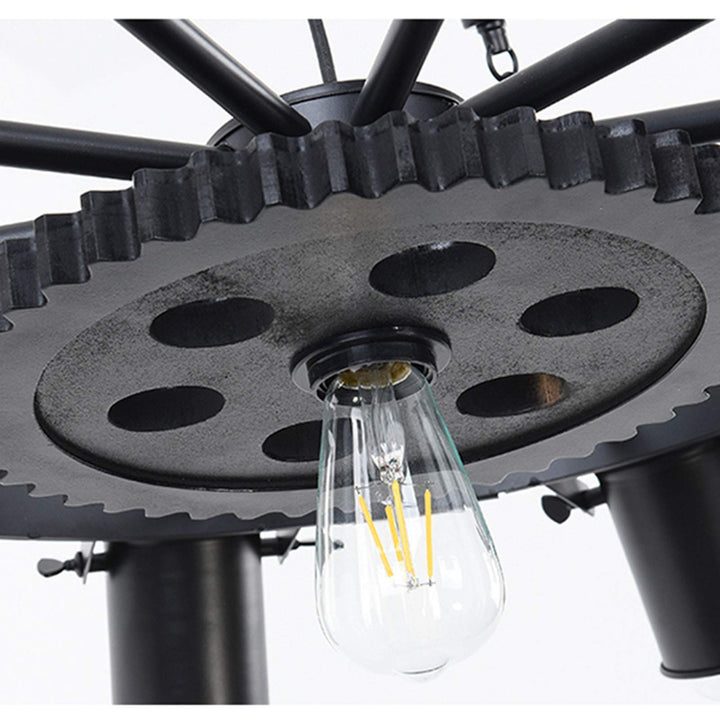 Epoch Industriale Metallo/Rattan LED Sospensione Nero Soggiorno/Bar/Ristorante