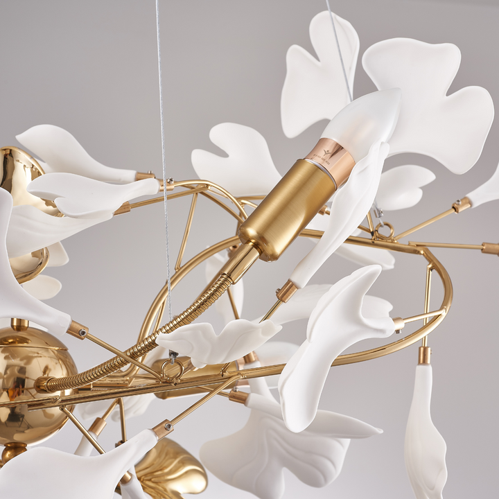 Olivia Lampada a Sospensione Ceramica Grande Foyer Foglia Gingko Soggiorno Lusso
