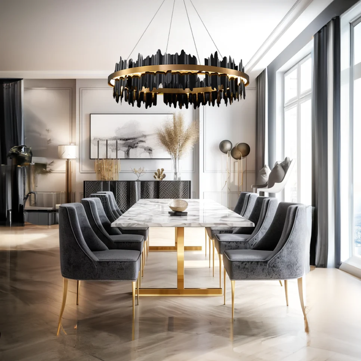 Kristy Design Moderno LED Metallo Vetro Lampadari Nero Oro