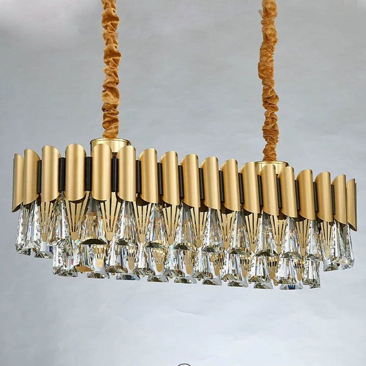 Kristy Moderno LED Lampadari Rettangolare Lusso Metallo Cristallo Oro Piccolo Soggiorno/Camera da Letto