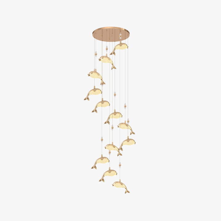 Arisha Moderno LED Delfino Metallo Lampade a Sospensione Oro Metallo/Acrilico Soggiorno/Camera da Letto