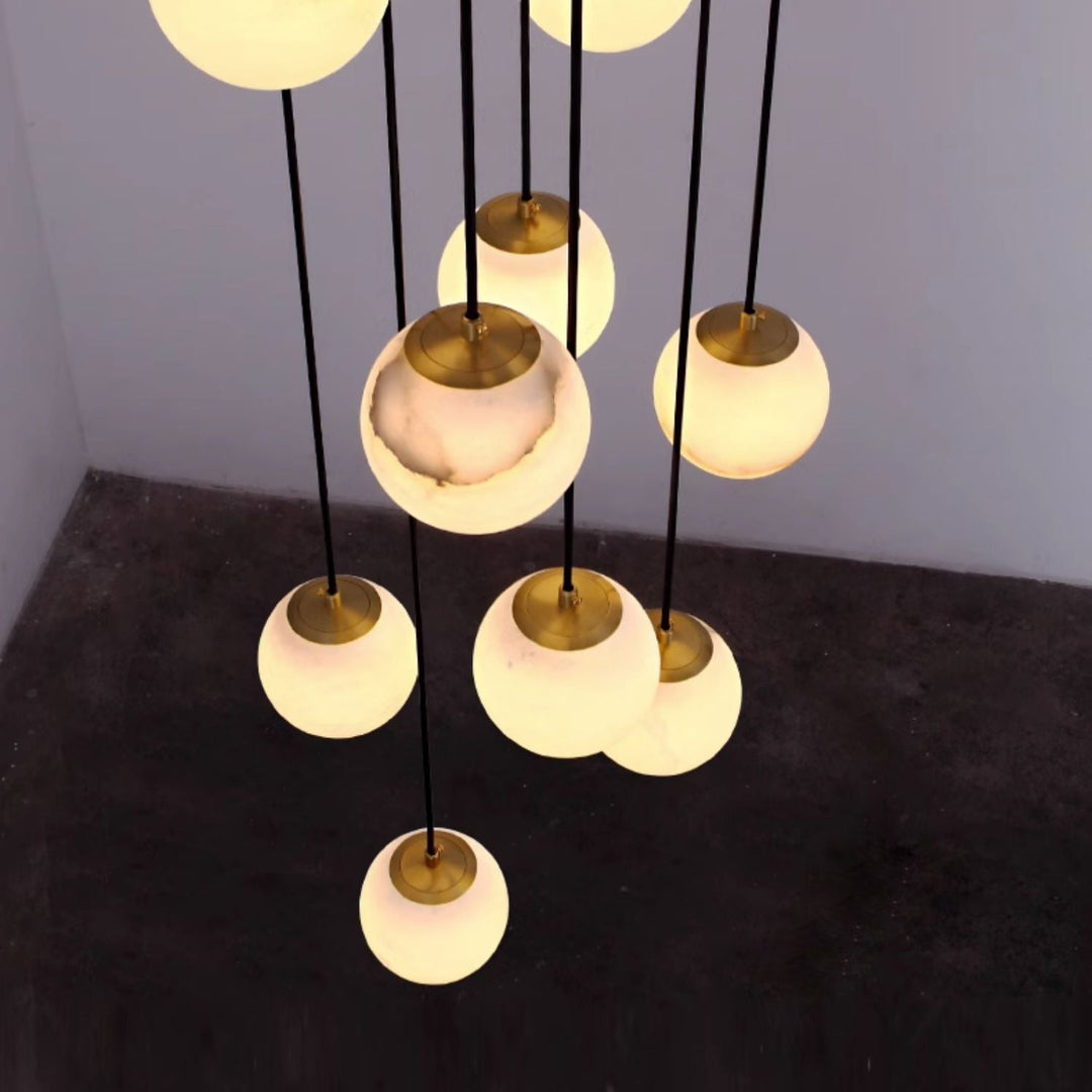 Taren lampadario sfera alabastro grappolo