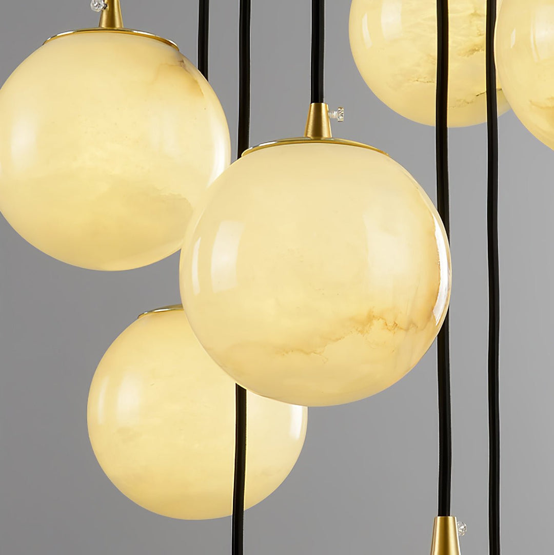 Taren lampadario sfera alabastro grappolo